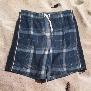 Faded Glory Men Large Swim Trunks Board Shorts Water Wicking Thicker Fabric Blue